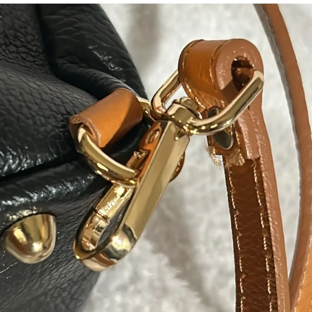 Divina Firenze black Pebbled Leather Convertible Top Handle Backpack Crossbody